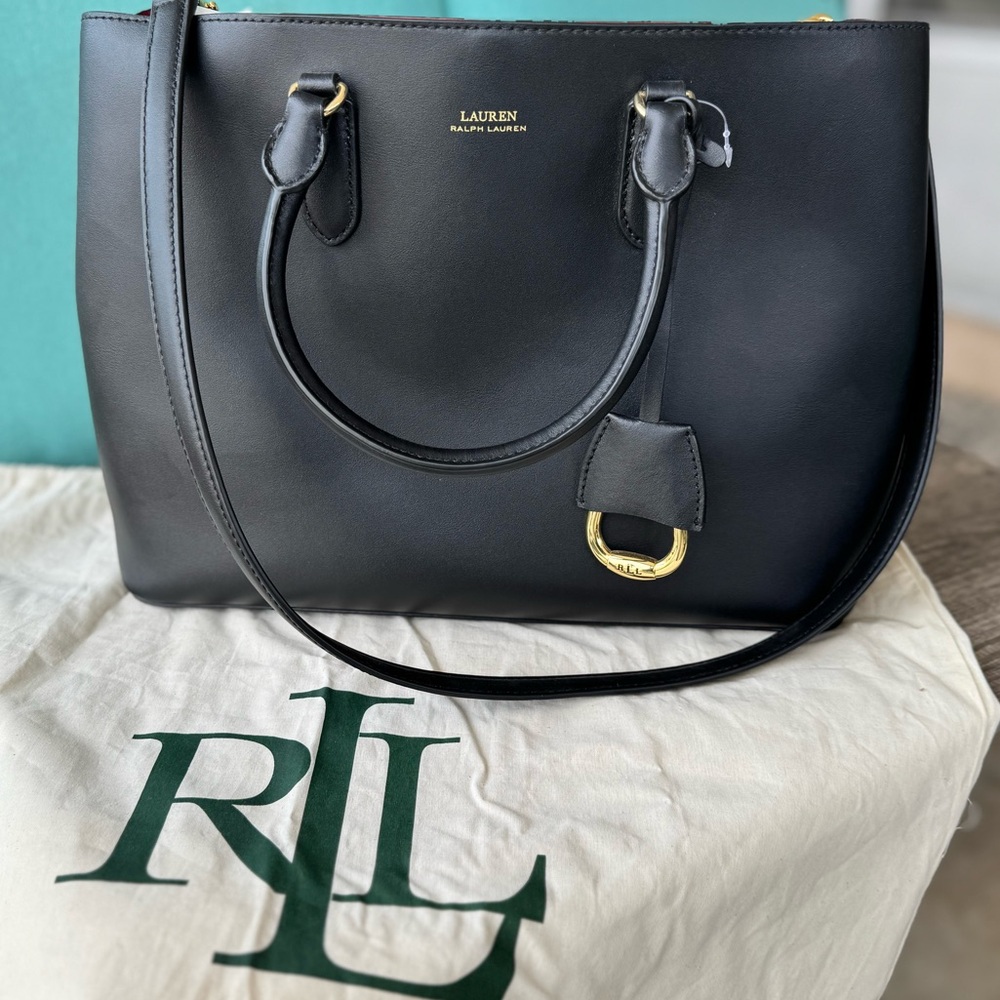 Lauren Ralph Lauren Black Leather Tote / large Satchel